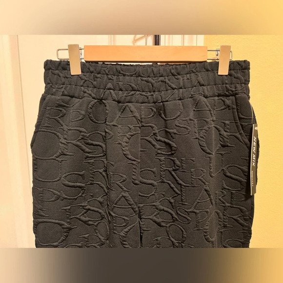 New Mix Black Patterned Jogger Pants Pockets Elastic Waist Sz XL - Picture 2 of 10